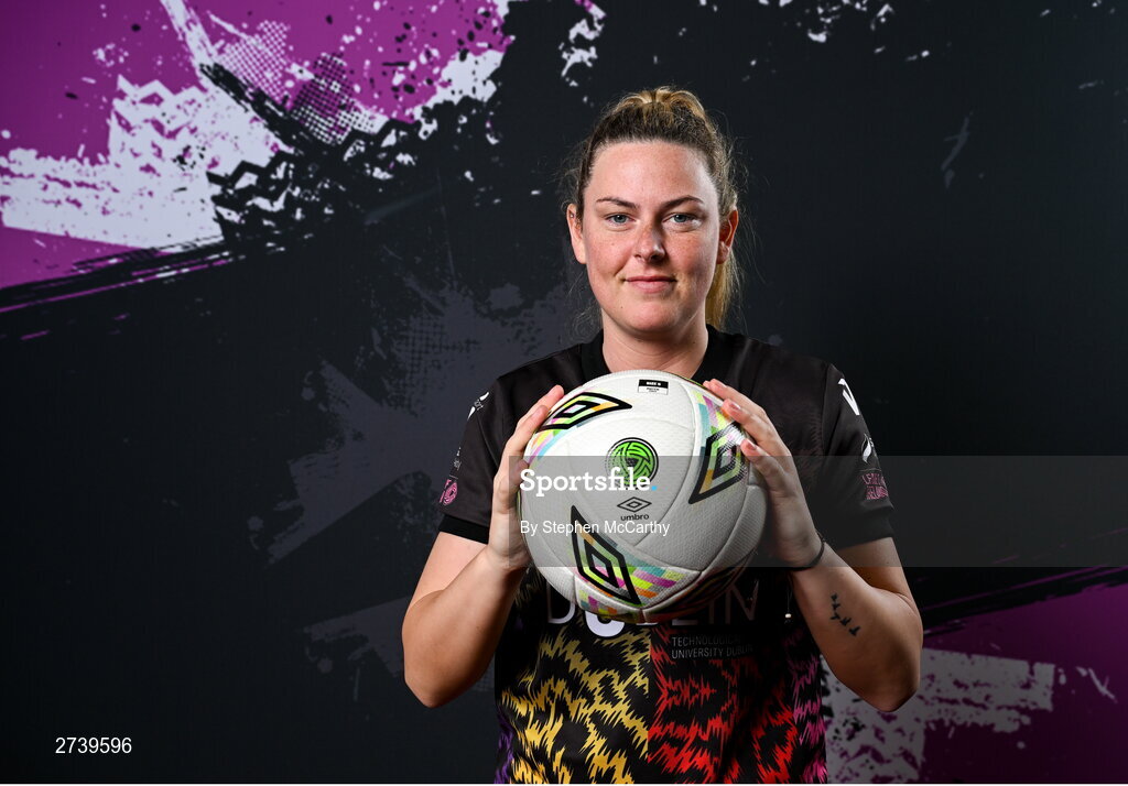 21 February 2024; Goalkeeper Amanda McQuillan poses for a portrait during a Shelbourne FC squad portraits at Tolka Park in Dublin. Photo by Stephen McCarthy/Sportsfile