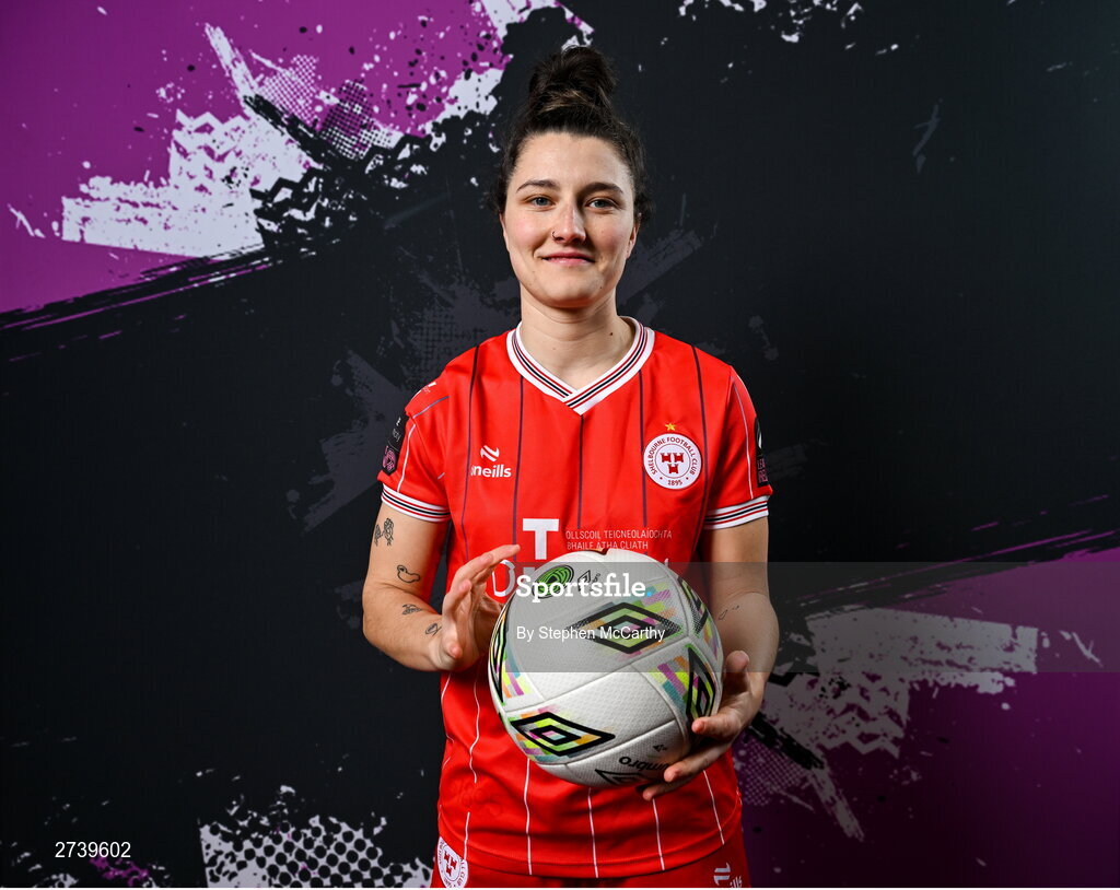 21 February 2024; Keeva Keenan poses for a portrait during a Shelbourne FC squad portraits at Tolka Park in Dublin. Photo by Stephen McCarthy/Sportsfile