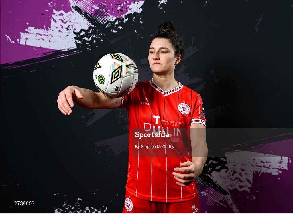 21 February 2024; Keeva Keenan poses for a portrait during a Shelbourne FC squad portraits at Tolka Park in Dublin. Photo by Stephen McCarthy/Sportsfile