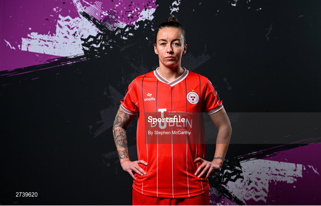 21 February 2024; Pearl Slattery poses for a portrait during a Shelbourne FC squad portraits at Tolka Park in Dublin. Photo by Stephen McCarthy/Sportsfile