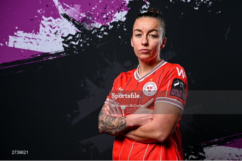 21 February 2024; Pearl Slattery poses for a portrait during a Shelbourne FC squad portraits at Tolka Park in Dublin. Photo by Stephen McCarthy/Sportsfile