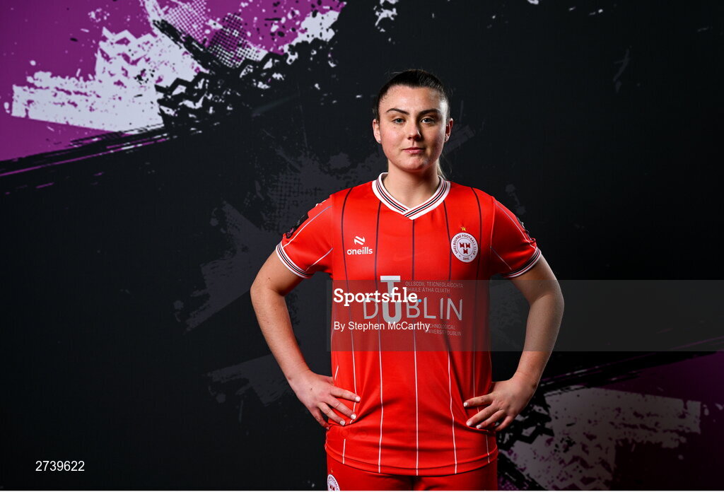 21 February 2024; Mia Dodd poses for a portrait during a Shelbourne FC squad portraits at Tolka Park in Dublin. Photo by Stephen McCarthy/Sportsfile