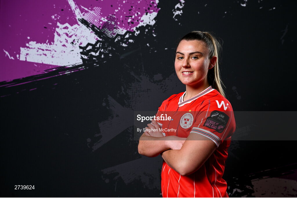 21 February 2024; Mia Dodd poses for a portrait during a Shelbourne FC squad portraits at Tolka Park in Dublin. Photo by Stephen McCarthy/Sportsfile