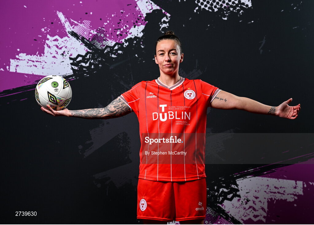 21 February 2024; Pearl Slattery poses for a portrait during a Shelbourne FC squad portraits at Tolka Park in Dublin. Photo by Stephen McCarthy/Sportsfile