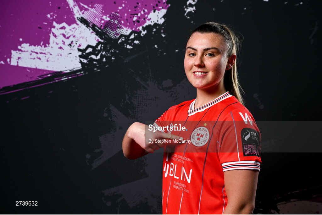 21 February 2024; Mia Dodd poses for a portrait during a Shelbourne FC squad portraits at Tolka Park in Dublin. Photo by Stephen McCarthy/Sportsfile