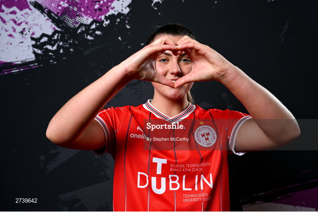 21 February 2024; Mia Dodd poses for a portrait during a Shelbourne FC squad portraits at Tolka Park in Dublin. Photo by Stephen McCarthy/Sportsfile
