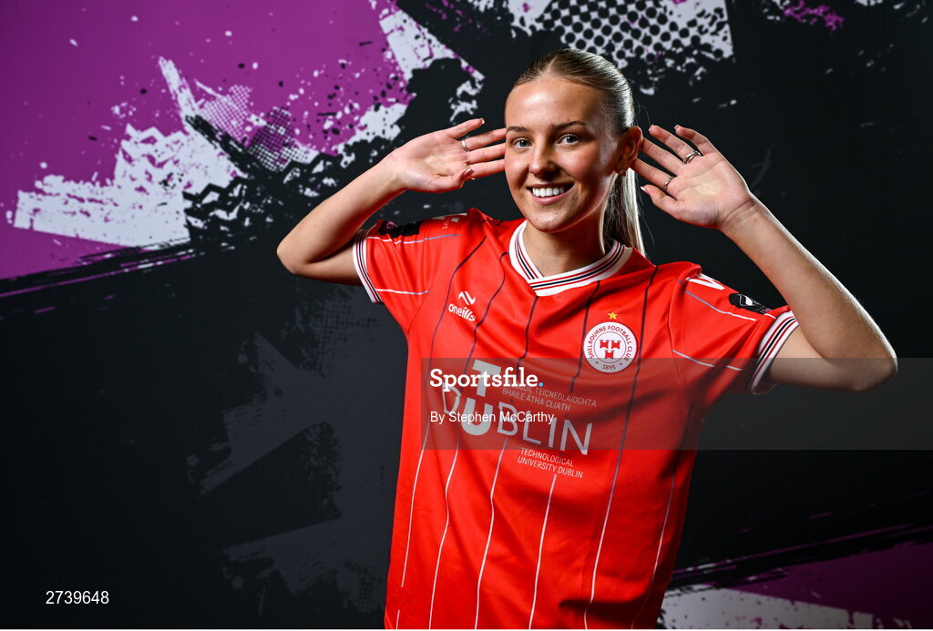 21 February 2024; Nia Hannon poses for a portrait during a Shelbourne FC squad portraits at Tolka Park in Dublin. Photo by Stephen McCarthy/Sportsfile