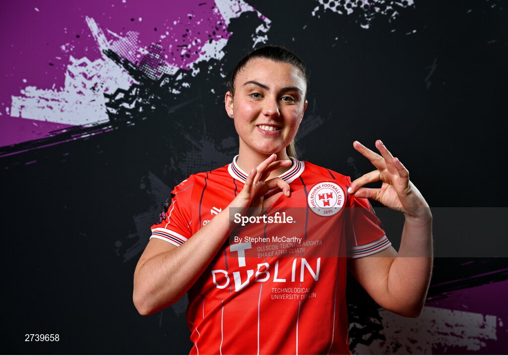 21 February 2024; Mia Dodd poses for a portrait during a Shelbourne FC squad portraits at Tolka Park in Dublin. Photo by Stephen McCarthy/Sportsfile