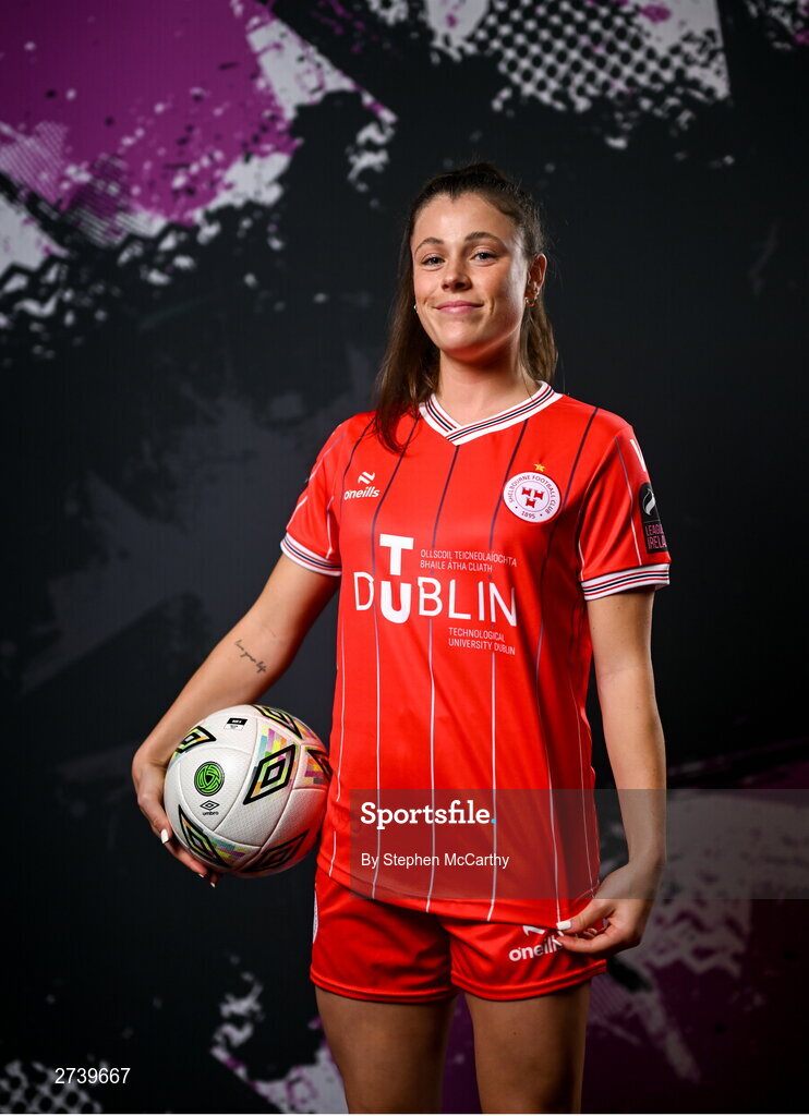 21 February 2024; Christie Gray poses for a portrait during a Shelbourne FC squad portraits at Tolka Park in Dublin. Photo by Stephen McCarthy/Sportsfile