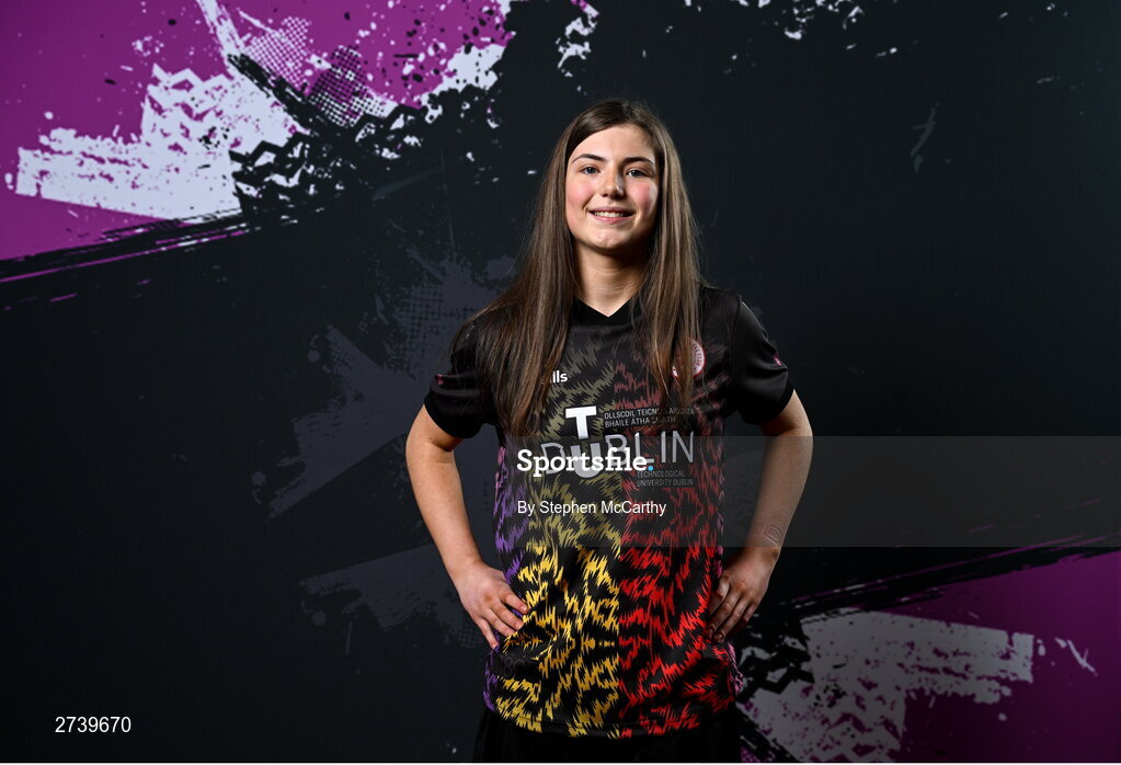 21 February 2024; Goalkeeper Caoimhe Magee poses for a portrait during a Shelbourne FC squad portraits at Tolka Park in Dublin. Photo by Stephen McCarthy/Sportsfile