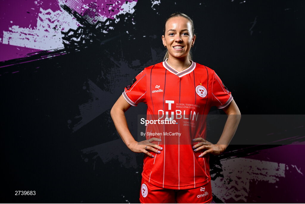 21 February 2024; Kerri Letmon poses for a portrait during a Shelbourne FC squad portraits at Tolka Park in Dublin. Photo by Stephen McCarthy/Sportsfile