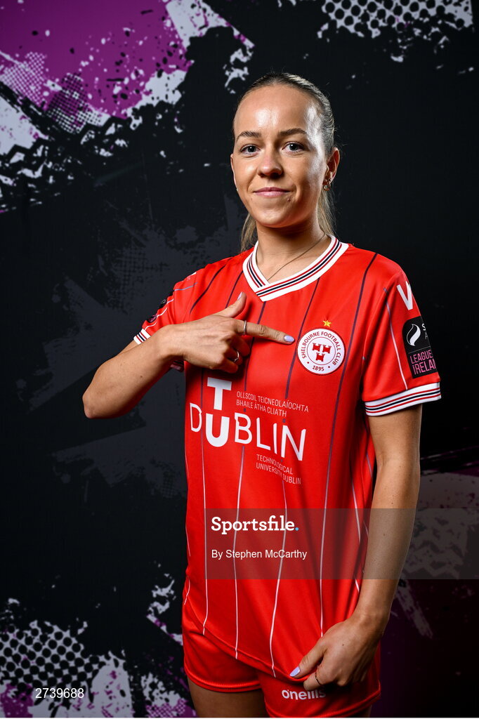 21 February 2024; Kerri Letmon poses for a portrait during a Shelbourne FC squad portraits at Tolka Park in Dublin. Photo by Stephen McCarthy/Sportsfile