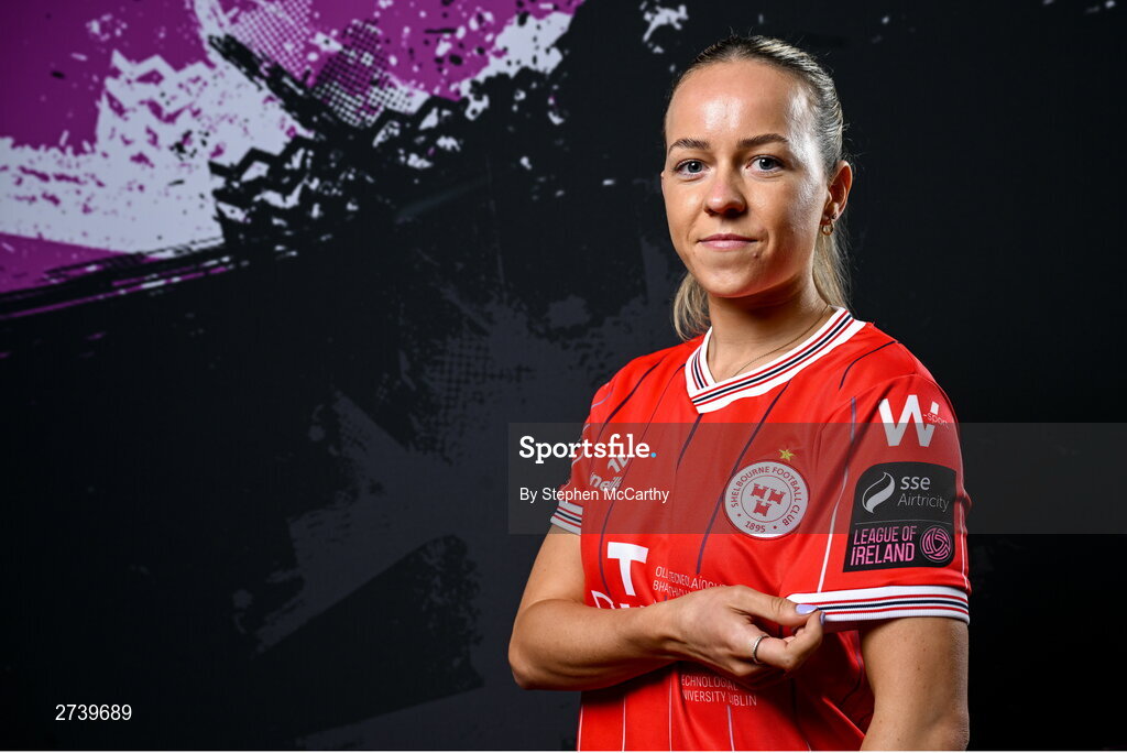 21 February 2024; Kerri Letmon poses for a portrait during a Shelbourne FC squad portraits at Tolka Park in Dublin. Photo by Stephen McCarthy/Sportsfile