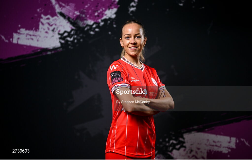 21 February 2024; Kerri Letmon poses for a portrait during a Shelbourne FC squad portraits at Tolka Park in Dublin. Photo by Stephen McCarthy/Sportsfile