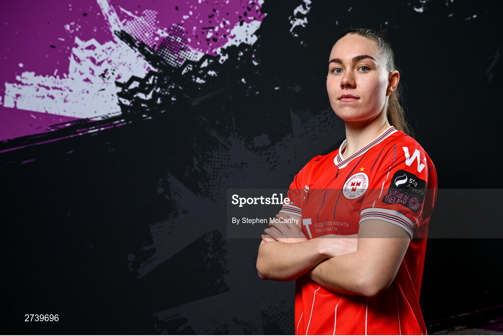 21 February 2024; Leah Doyle poses for a portrait during a Shelbourne FC squad portraits at Tolka Park in Dublin. Photo by Stephen McCarthy/Sportsfile