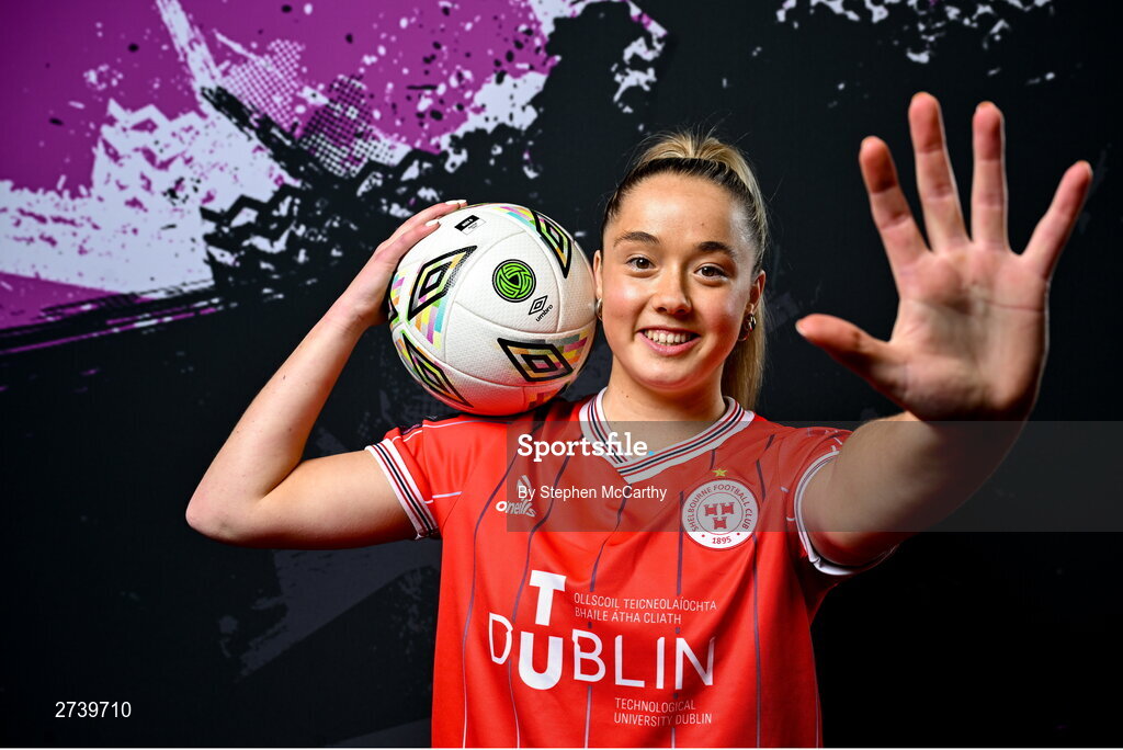21 February 2024; Nadine Clare poses for a portrait during a Shelbourne FC squad portraits at Tolka Park in Dublin. Photo by Stephen McCarthy/Sportsfile