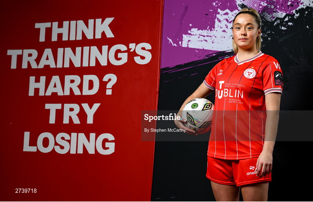 21 February 2024; Nadine Clare poses for a portrait during a Shelbourne FC squad portraits at Tolka Park in Dublin. Photo by Stephen McCarthy/Sportsfile