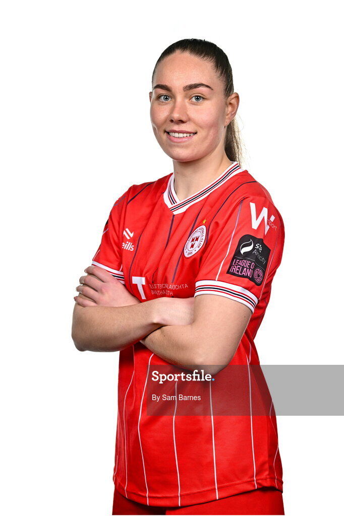 21 February 2024; Leah Doyle poses for a portrait during a Shelbourne FC squad portraits at Tolka Park in Dublin. Photo by Sam Barnes/Sportsfile