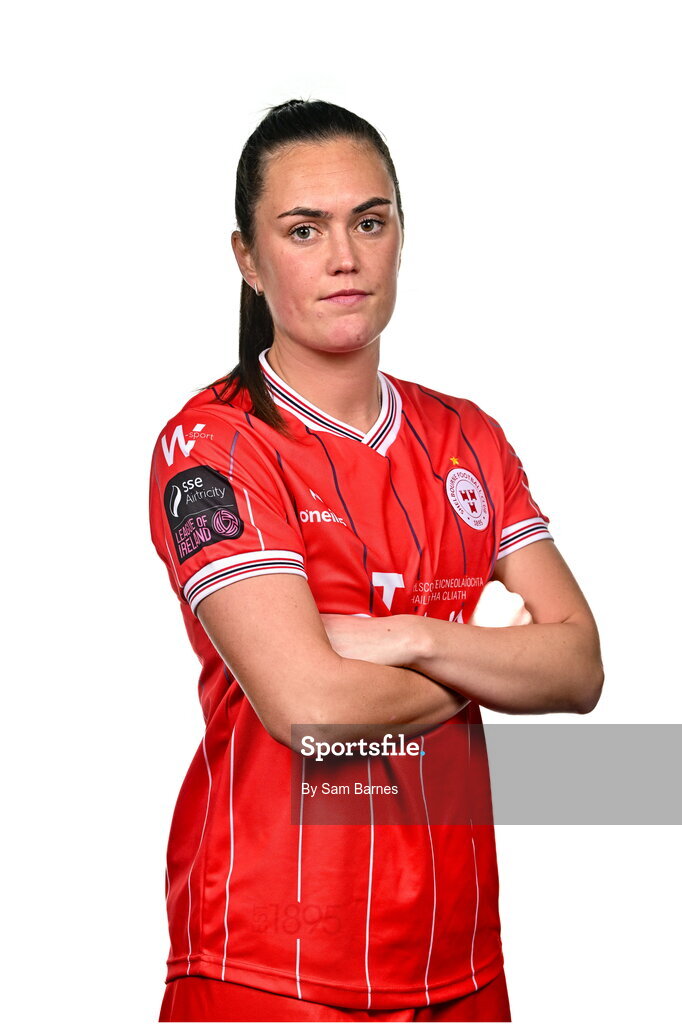 21 February 2024; Jess Gargan poses for a portrait during a Shelbourne FC squad portraits at Tolka Park in Dublin. Photo by Sam Barnes/Sportsfile