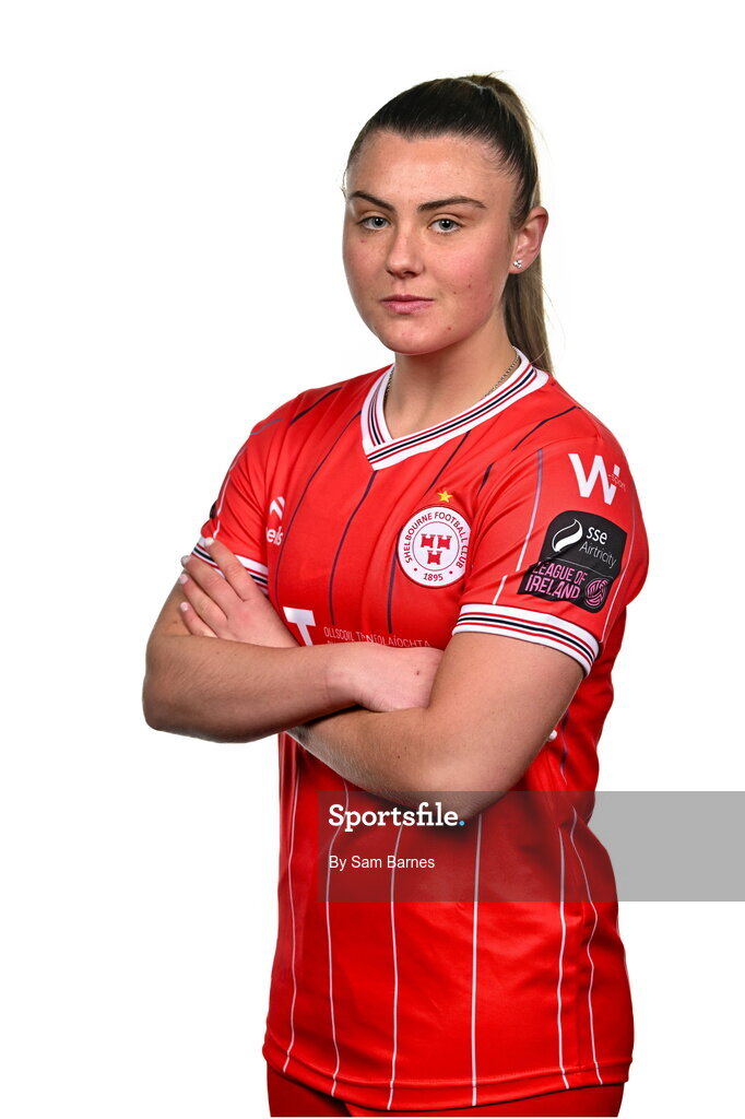 21 February 2024; Mia Dodd poses for a portrait during a Shelbourne FC squad portraits at Tolka Park in Dublin. Photo by Sam Barnes/Sportsfile