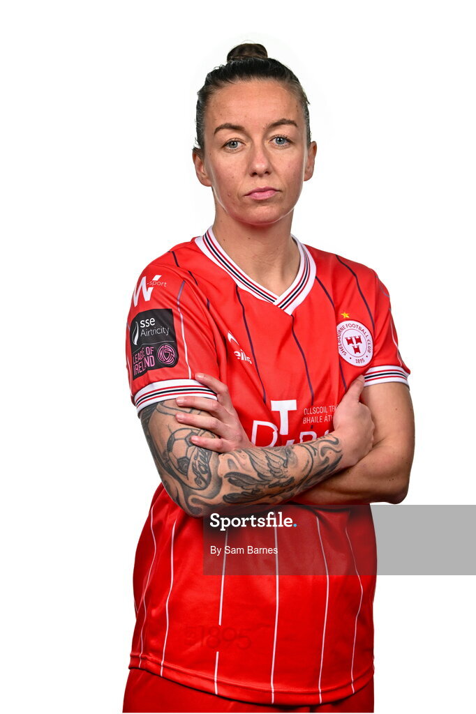 21 February 2024; Pearl Slattery poses for a portrait during a Shelbourne FC squad portraits at Tolka Park in Dublin. Photo by Sam Barnes/Sportsfile