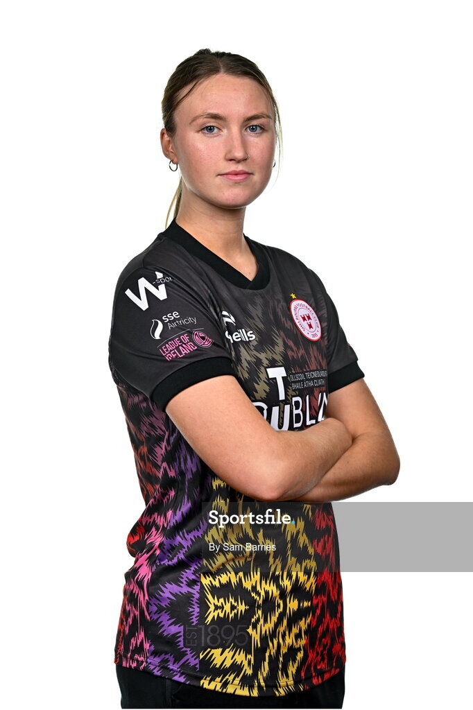 21 February 2024; Courtney Maguire poses for a portrait during a Shelbourne FC squad portraits at Tolka Park in Dublin. Photo by Sam Barnes/Sportsfile