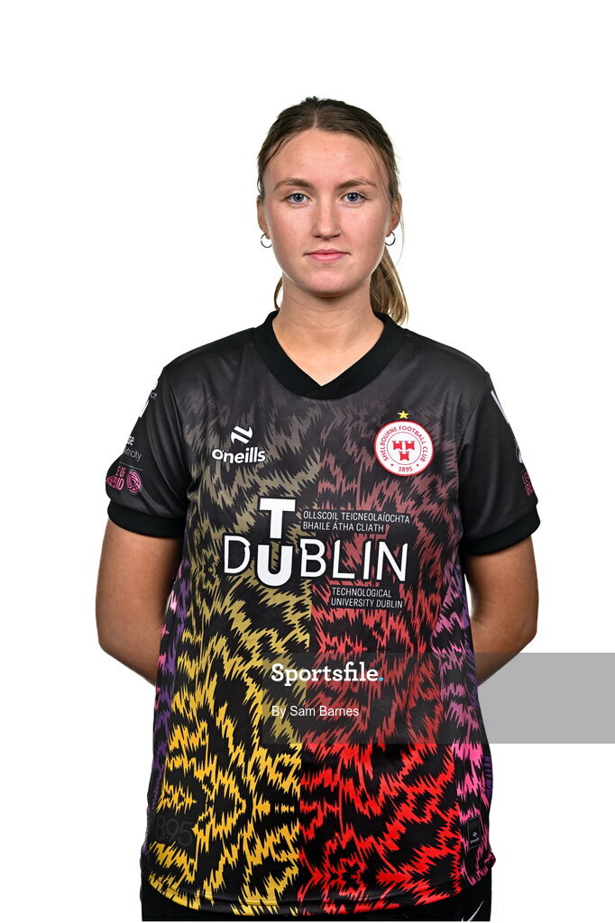 21 February 2024; Courtney Maguire poses for a portrait during a Shelbourne FC squad portraits at Tolka Park in Dublin. Photo by Sam Barnes/Sportsfile
