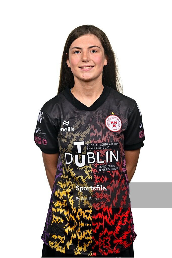 21 February 2024; Caoimhe Magee poses for a portrait during a Shelbourne FC squad portraits at Tolka Park in Dublin. Photo by Sam Barnes/Sportsfile