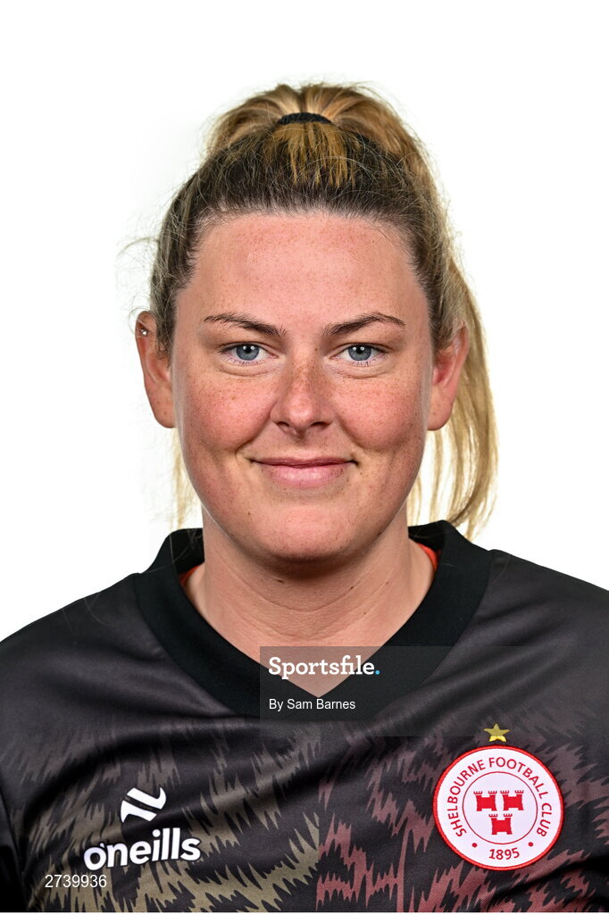 21 February 2024; Amanda McQuillan poses for a portrait during a Shelbourne FC squad portraits at Tolka Park in Dublin. Photo by Sam Barnes/Sportsfile