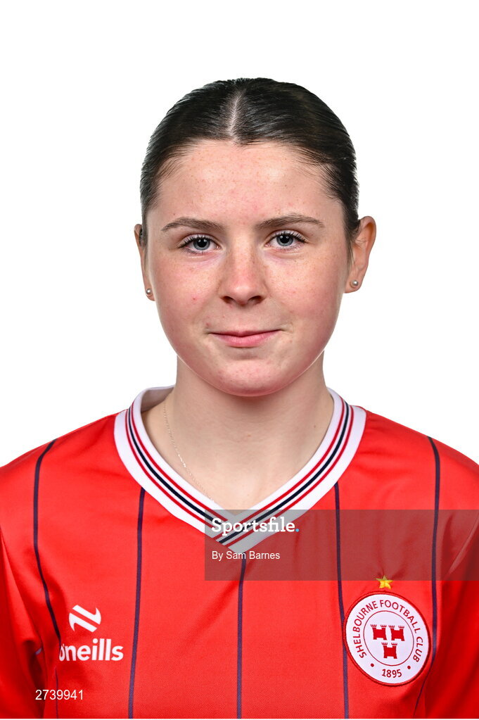 21 February 2024; Leah Riley poses for a portrait during a Shelbourne FC squad portraits at Tolka Park in Dublin. Photo by Sam Barnes/Sportsfile