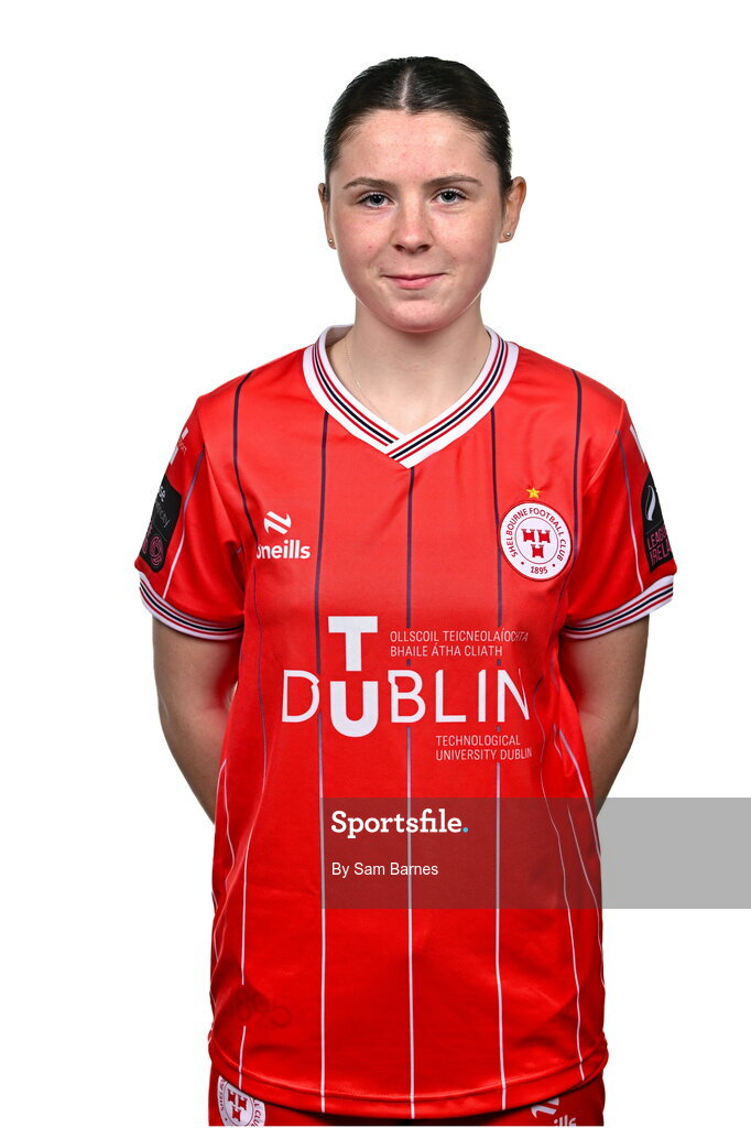 21 February 2024; Leah Riley poses for a portrait during a Shelbourne FC squad portraits at Tolka Park in Dublin. Photo by Sam Barnes/Sportsfile