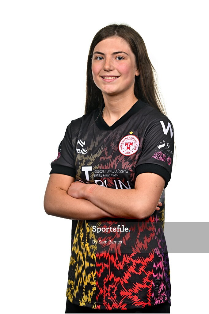 21 February 2024; Caoimhe Magee poses for a portrait during a Shelbourne FC squad portraits at Tolka Park in Dublin. Photo by Sam Barnes/Sportsfile