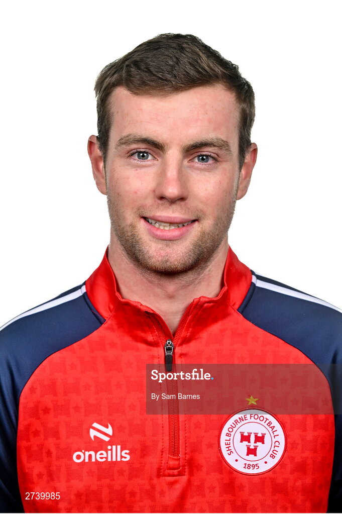 21 February 2024; Shelbourne content and social media executive Reggie O'Malley poses for a portrait during a Shelbourne FC squad portraits at Tolka Park in Dublin. Photo by Sam Barnes/Sportsfile