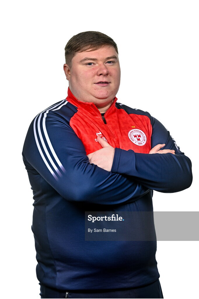 21 February 2024; Shelbourne videographer Ben Cleary poses for a portrait during a Shelbourne FC squad portraits at Tolka Park in Dublin. Photo by Sam Barnes/Sportsfile