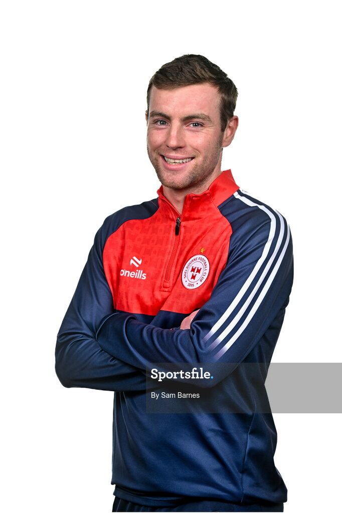 21 February 2024; Shelbourne content and social media executive Reggie O'Malley poses for a portrait during a Shelbourne FC squad portraits at Tolka Park in Dublin. Photo by Sam Barnes/Sportsfile