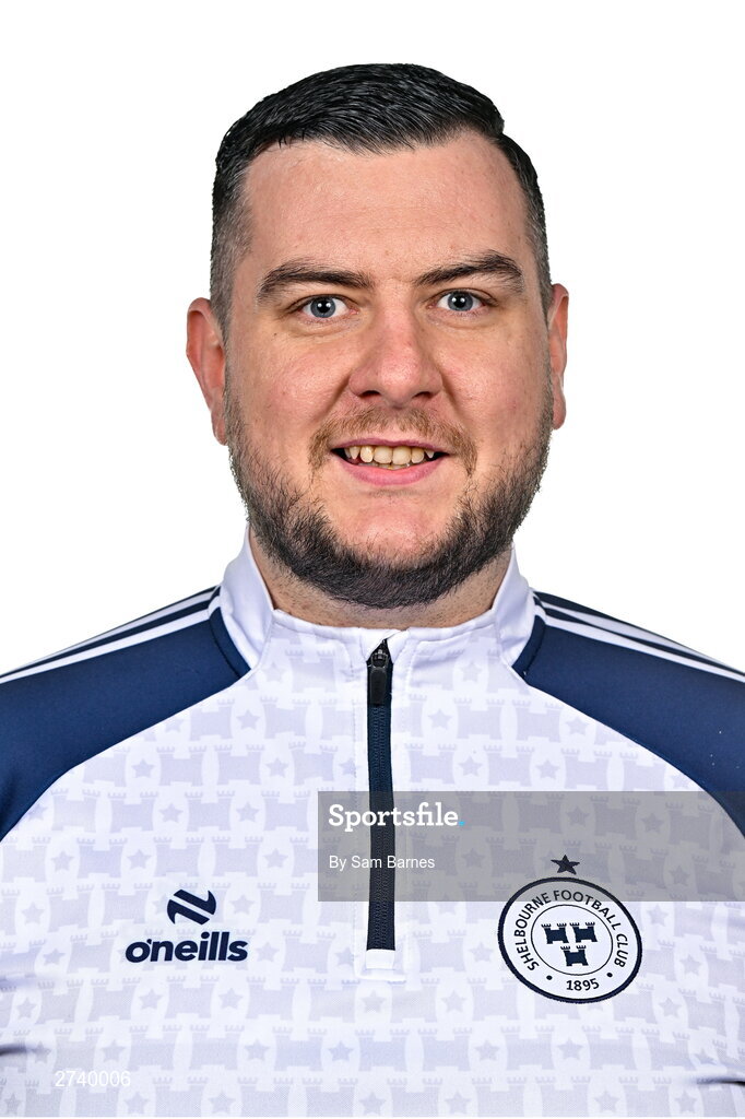21 February 2024; Shelbourne Kit Man Ross Murray poses for a portrait during a Shelbourne FC squad portraits at Tolka Park in Dublin. Photo by Sam Barnes/Sportsfile