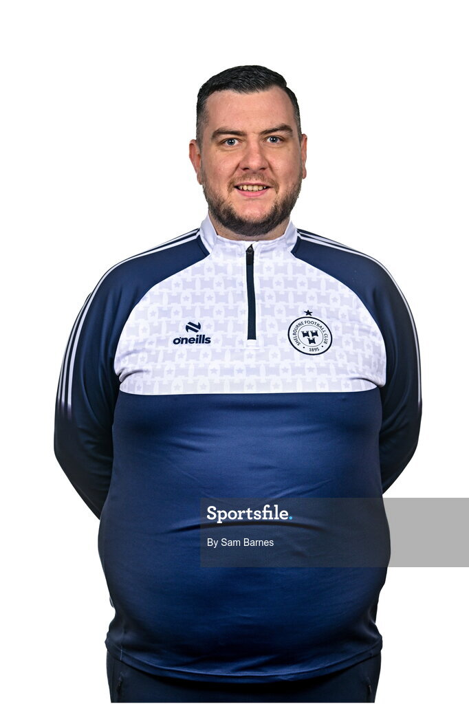 21 February 2024; Shelbourne Kit Man Ross Murray poses for a portrait during a Shelbourne FC squad portraits at Tolka Park in Dublin. Photo by Sam Barnes/Sportsfile
