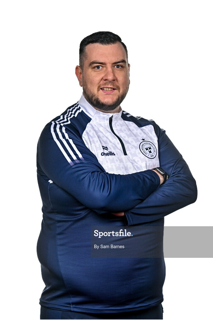 21 February 2024; Shelbourne Kit Man Ross Murray poses for a portrait during a Shelbourne FC squad portraits at Tolka Park in Dublin. Photo by Sam Barnes/Sportsfile