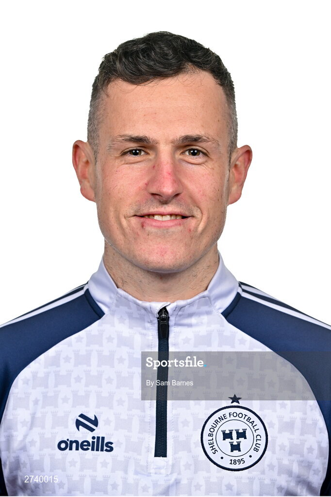 21 February 2024; Shelbourne Assistant Manager Rory Kirk poses for a portrait during a Shelbourne FC squad portraits at Tolka Park in Dublin. Photo by Sam Barnes/Sportsfile