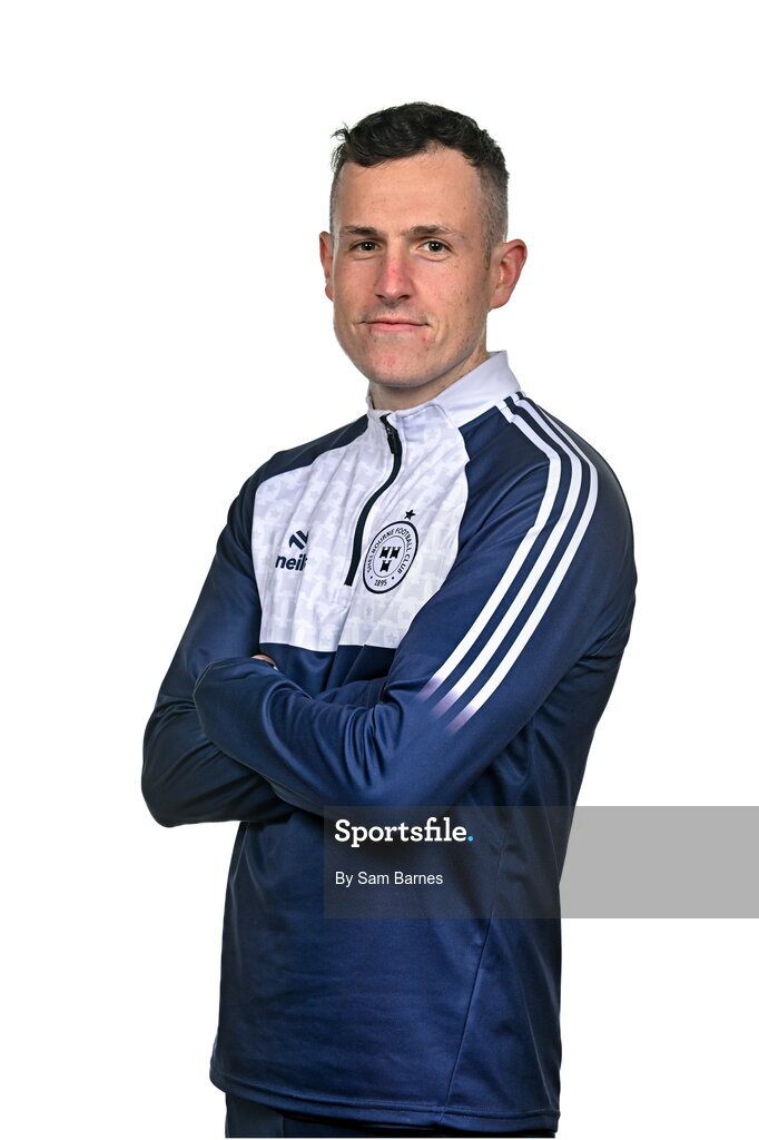 21 February 2024; Shelbourne Assistant Manager Rory Kirk poses for a portrait during a Shelbourne FC squad portraits at Tolka Park in Dublin. Photo by Sam Barnes/Sportsfile