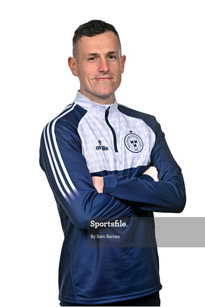21 February 2024; Shelbourne Assistant Manager Rory Kirk poses for a portrait during a Shelbourne FC squad portraits at Tolka Park in Dublin. Photo by Sam Barnes/Sportsfile