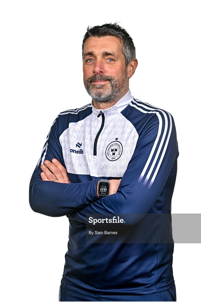 21 February 2024; Shelbourne goalkeeper coach Steve Williams poses for a portrait during a Shelbourne FC squad portraits at Tolka Park in Dublin. Photo by Sam Barnes/Sportsfile
