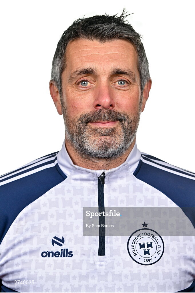 21 February 2024; Shelbourne goalkeeper coach Steve Williams poses for a portrait during a Shelbourne FC squad portraits at Tolka Park in Dublin. Photo by Sam Barnes/Sportsfile