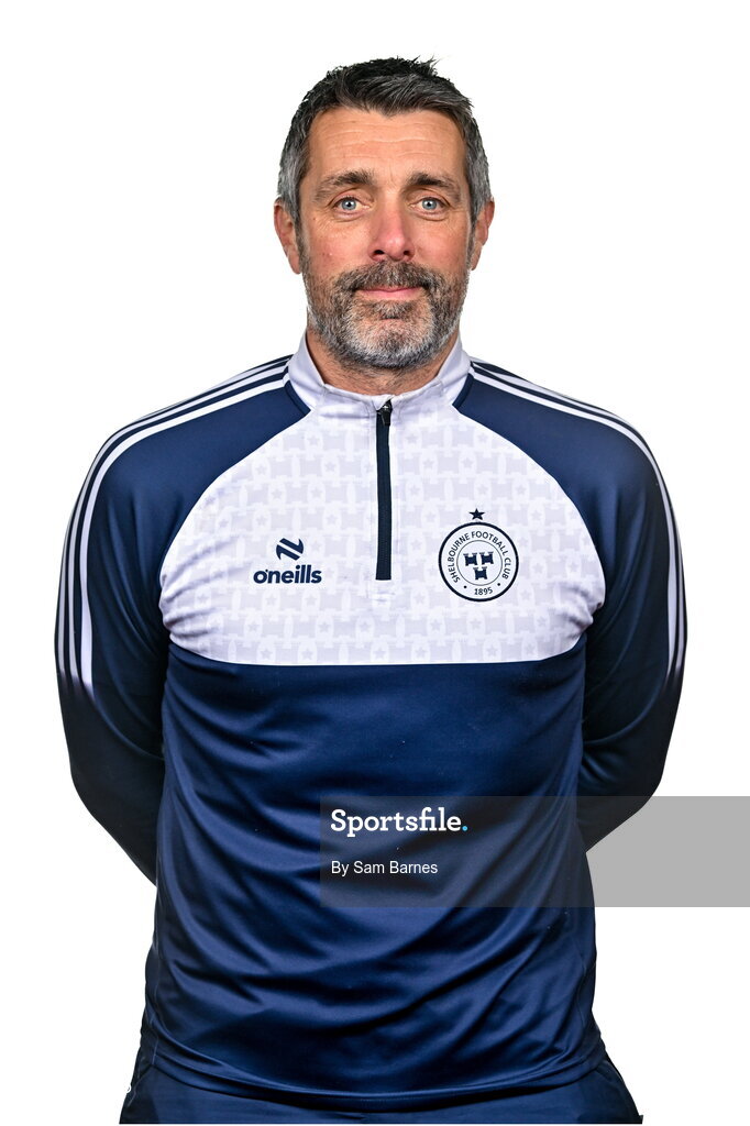 21 February 2024; Shelbourne goalkeeper coach Steve Williams poses for a portrait during a Shelbourne FC squad portraits at Tolka Park in Dublin. Photo by Sam Barnes/Sportsfile