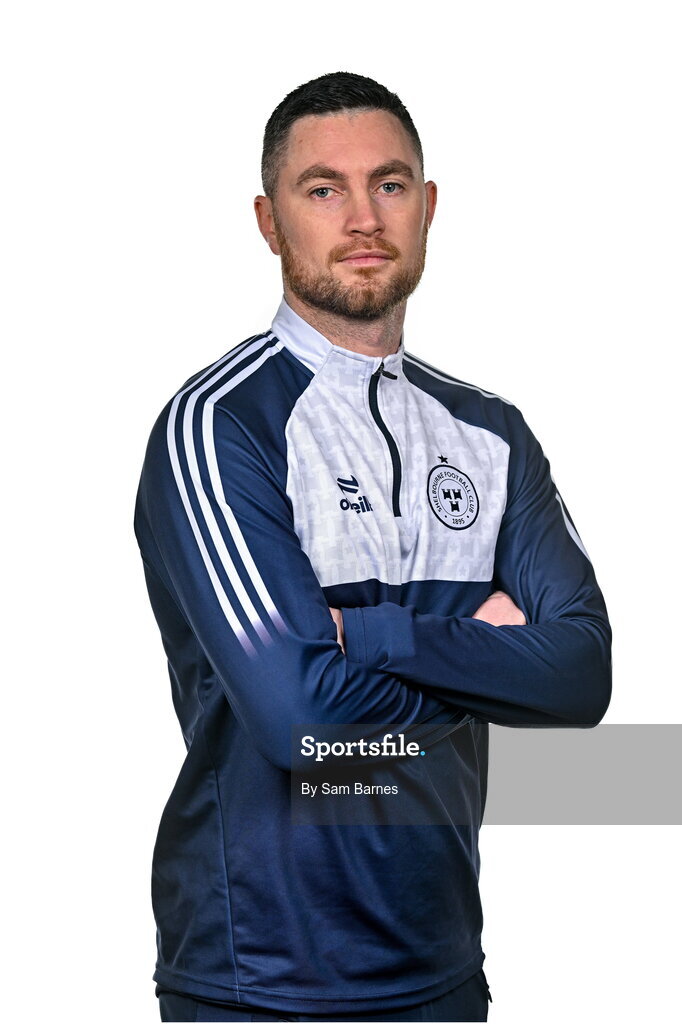 21 February 2024; Shelbourne manager Eoin Wearen poses for a portrait during a Shelbourne FC squad portraits at Tolka Park in Dublin. Photo by Sam Barnes/Sportsfile