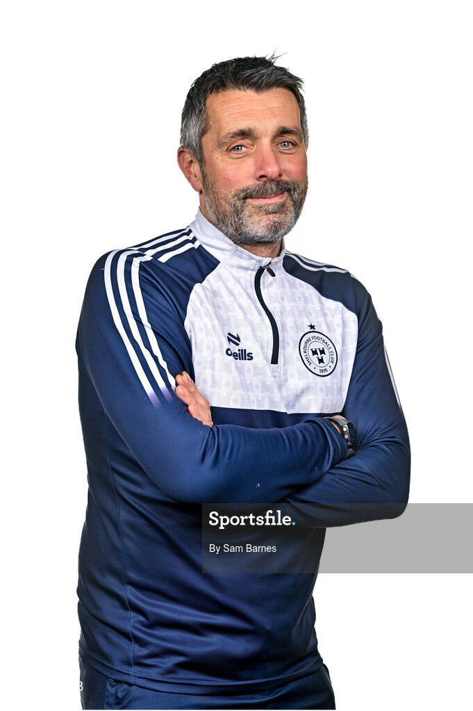 21 February 2024; Shelbourne goalkeeper coach Steve Williams poses for a portrait during a Shelbourne FC squad portraits at Tolka Park in Dublin. Photo by Sam Barnes/Sportsfile