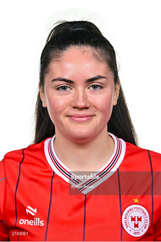 21 February 2024; Katie McCarn poses for a portrait during a Shelbourne FC squad portraits at Tolka Park in Dublin. Photo by Sam Barnes/Sportsfile