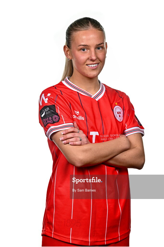 21 February 2024; Nia Hannon poses for a portrait during a Shelbourne FC squad portraits at Tolka Park in Dublin. Photo by Sam Barnes/Sportsfile