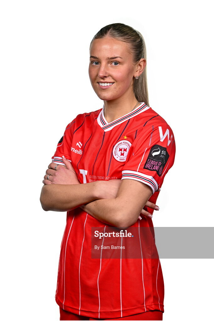 21 February 2024; Nia Hannon poses for a portrait during a Shelbourne FC squad portraits at Tolka Park in Dublin. Photo by Sam Barnes/Sportsfile
