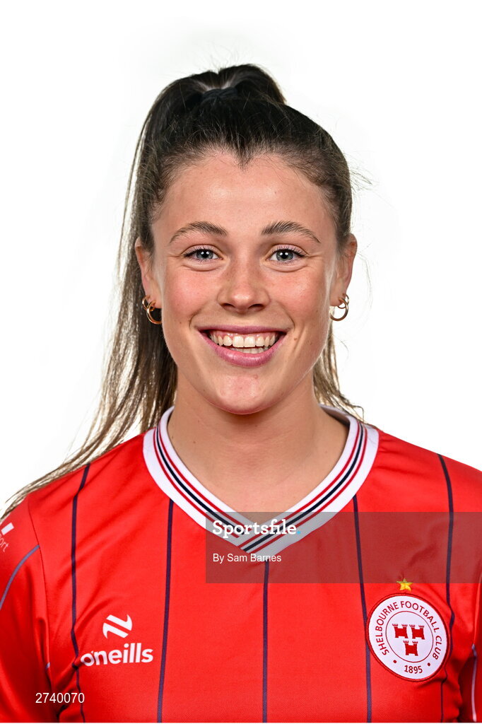 21 February 2024; Christie Gray poses for a portrait during a Shelbourne FC squad portraits at Tolka Park in Dublin. Photo by Sam Barnes/Sportsfile